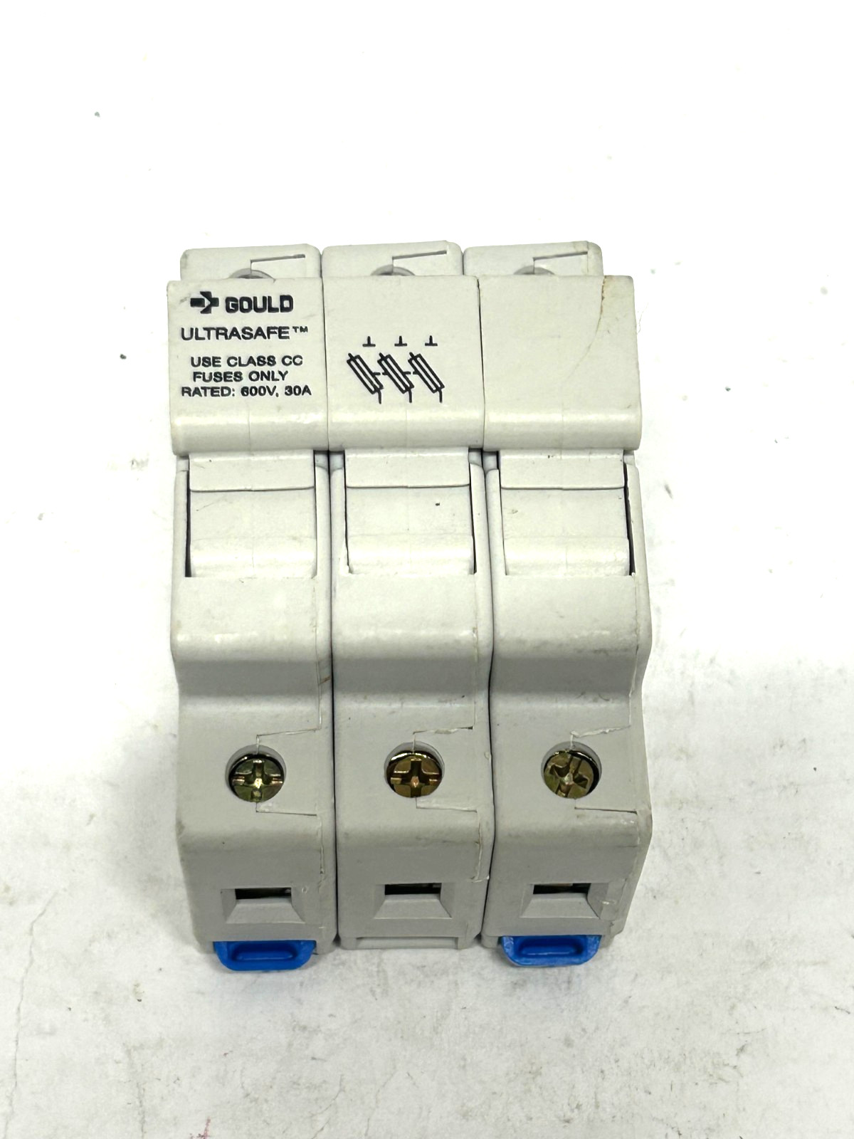 Gould UltraSafe USCC3 Class CC Fuse Holder 3 Pole 600V 30A 200kA DIN Rail