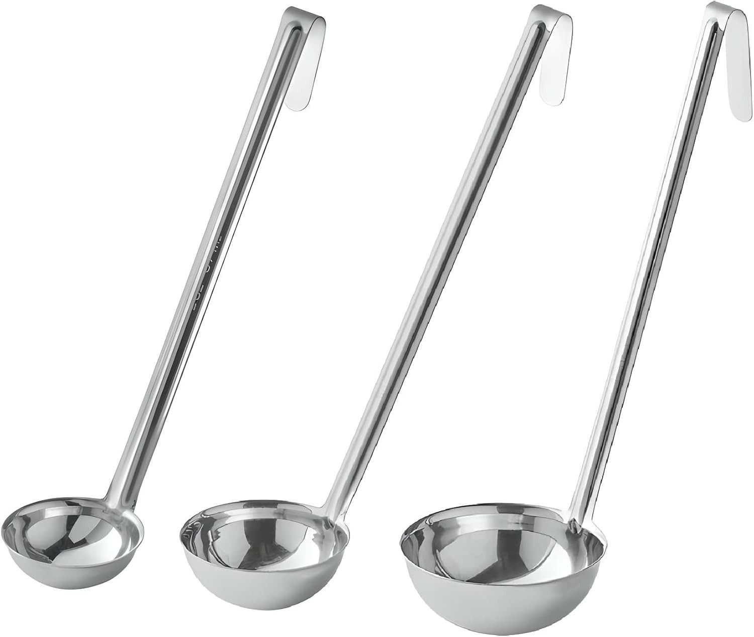 OCS Parts Set of 3 Stainless Steel Culinary Ladles | 2, 6, and 12 Ounce Ladles