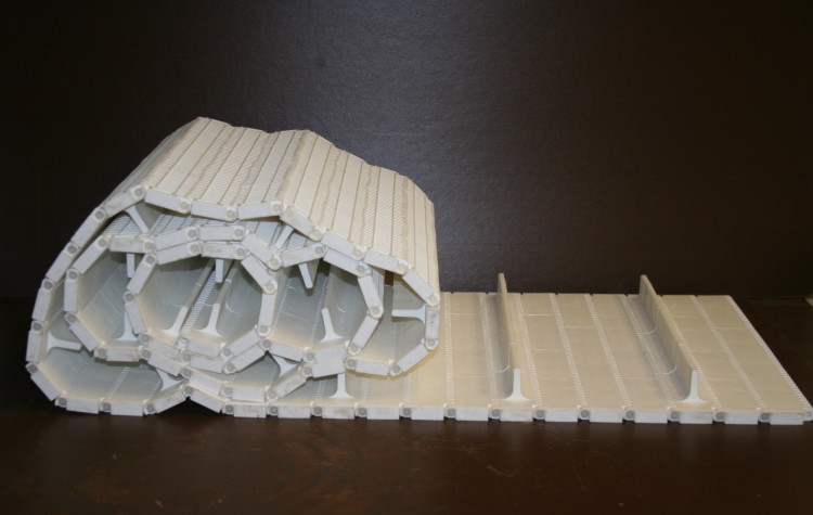 Conveyor belt Series 400 w/flights FlatTop 17.75×126 inches Intralox Unused