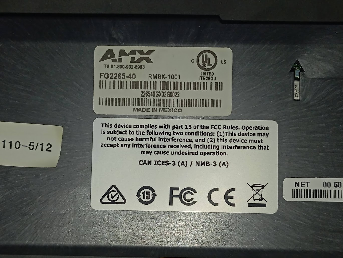 AMX FG2265-40 Touchpanel Acendobook RoomBook Scheduling Panel RMBK-1001 Harman