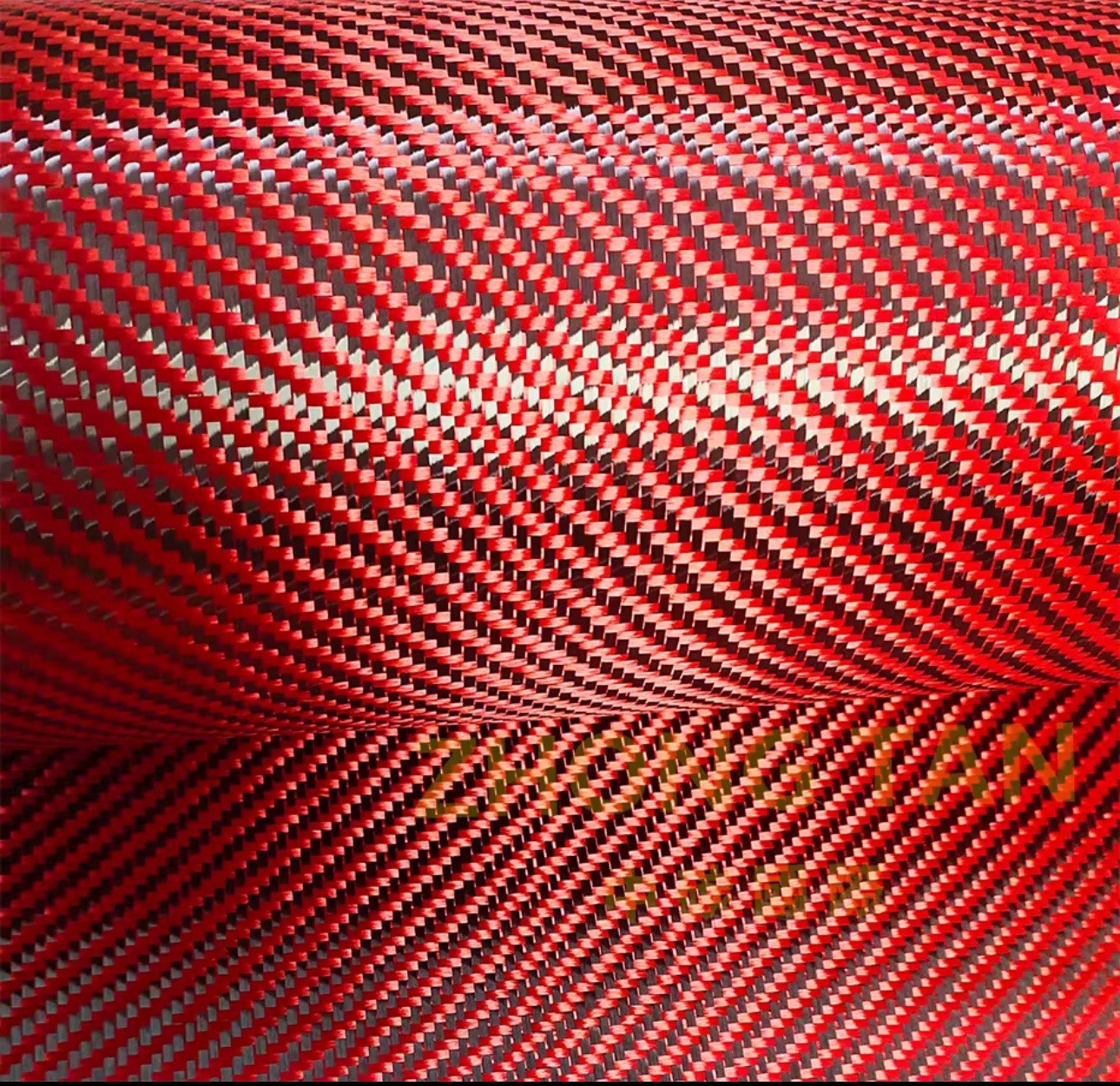 3K Red Armed Carbon Hybrid Fabric 2x2Twill 200gsm Width 100cm In Roll, Qty 1m