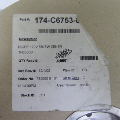 ONSEMI 1N5380B Qty of 100 per Lot ONSEMI 1N5380B