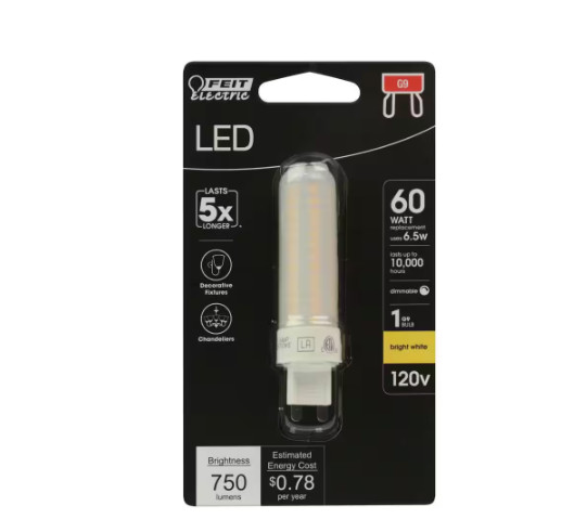 Feit 60-Watt Equivalent Bright White (3000K) T4 G9 Bi-Pin Base Decorative 6 PK