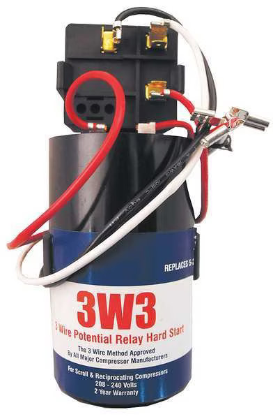 Supco 3W3 Hard Start Kit, Potential Relay, Start Capacitor, 208 to 240