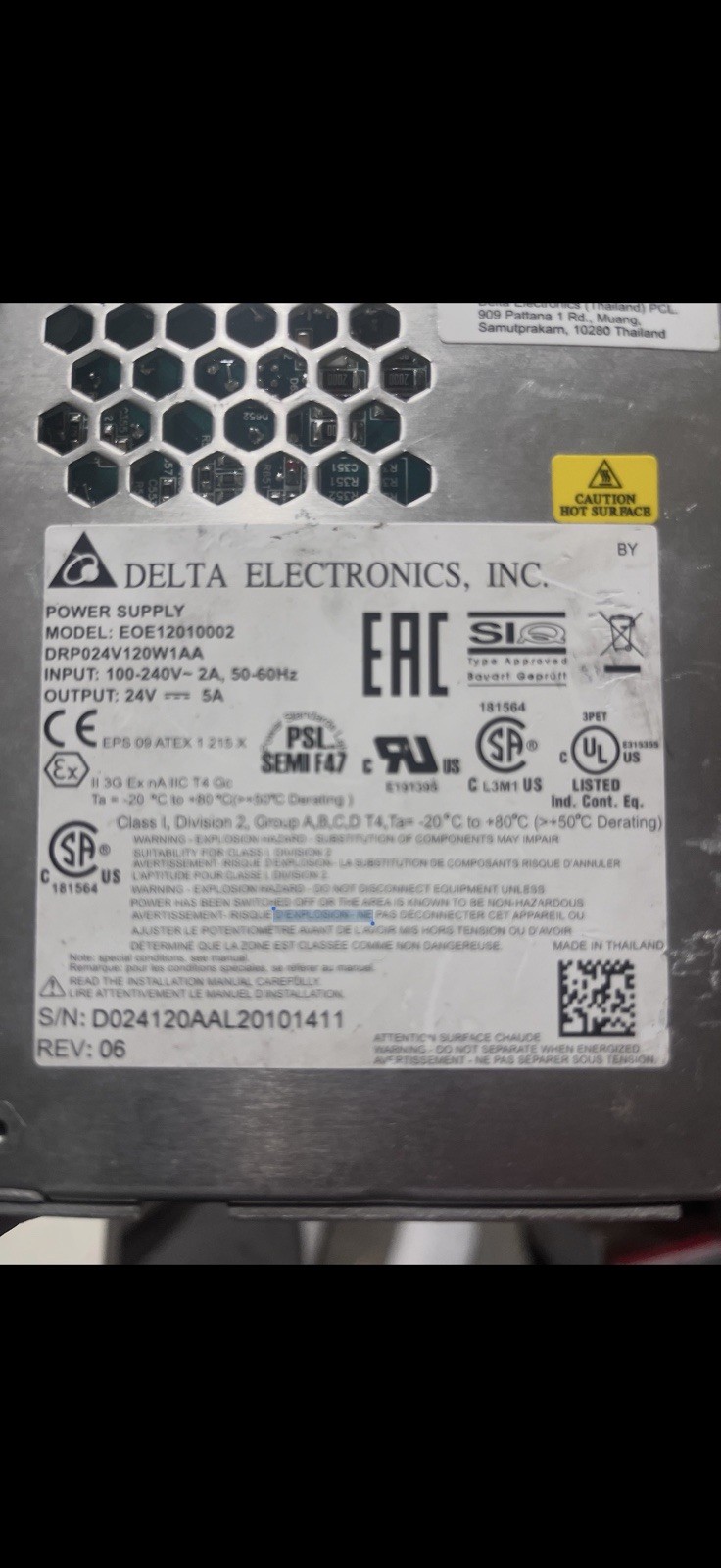 DELTA ELECTRONICS DRP024V120W1AA EOE12010002 100-240V 2A 50-60Hz Output 24v New