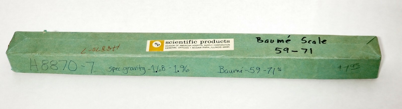 SP Scientific Products H8870-7 Baume Scale 59-71 Spec Gravity 1.68- 1.96