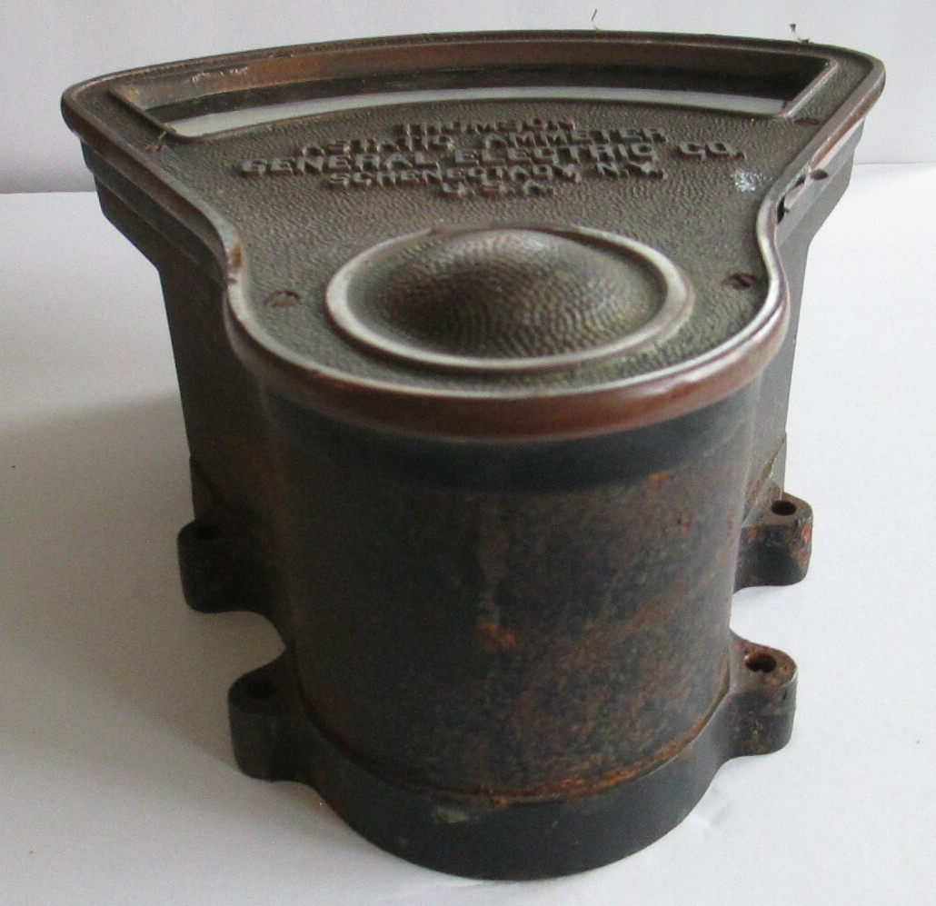 Antique Brass Plated GENERAL ELECTRIC Amp Thompson Astatic Meter , 9.5″ C59