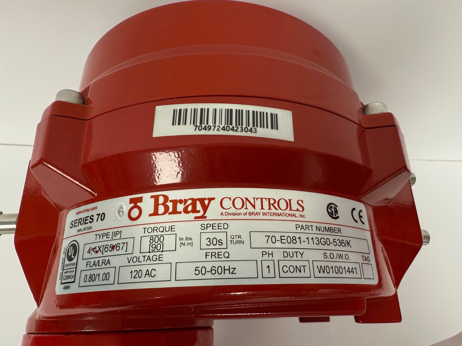 BRAY 3LNE-06S2N 70-0081SVH SERIES 70 ELECTRIC ACTUATOR W/ BUTTERFLY VALUE 3L