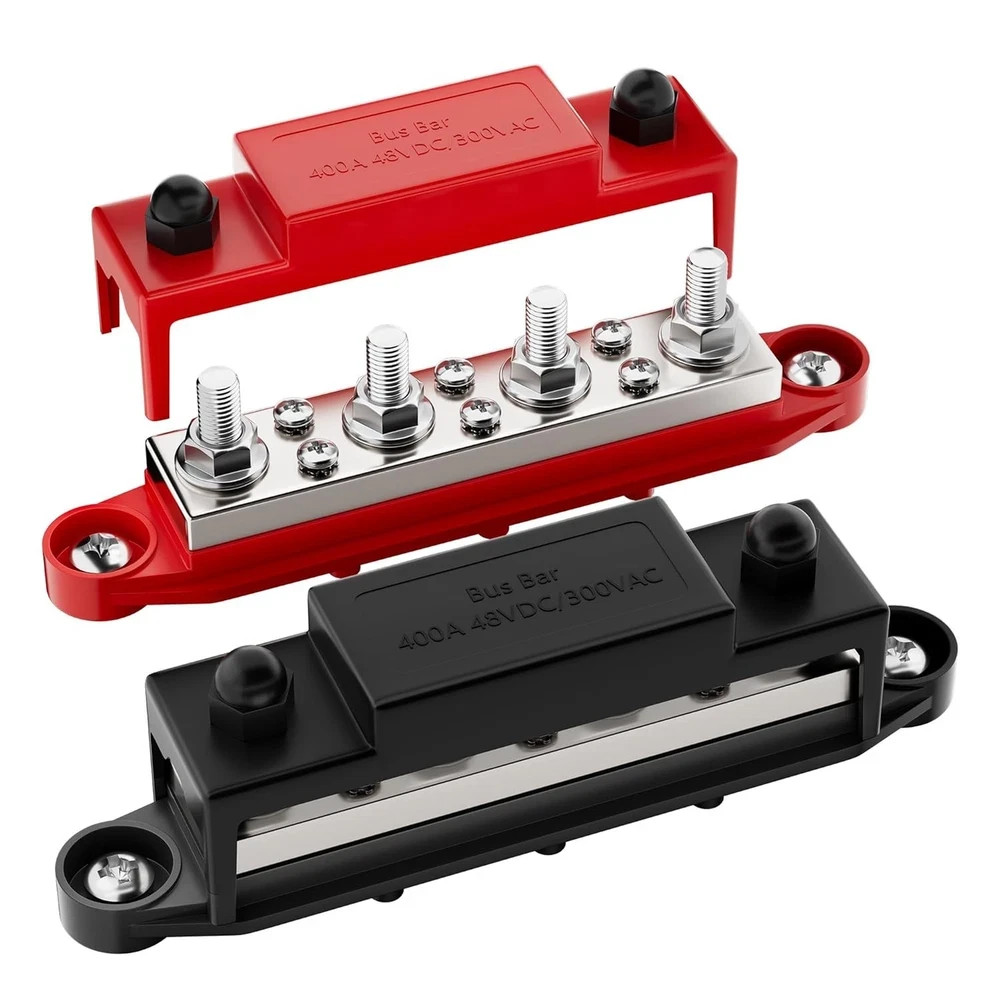 400A Power Distribution Block 12V Bus Bar 4 x 5/16″ (M8) Terminal Studs and…