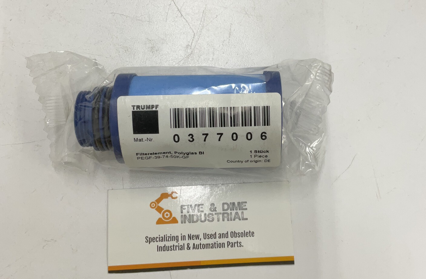 Trumpf Model Number # 0377006 / PEGF-39-74-50K-GF Filter Element