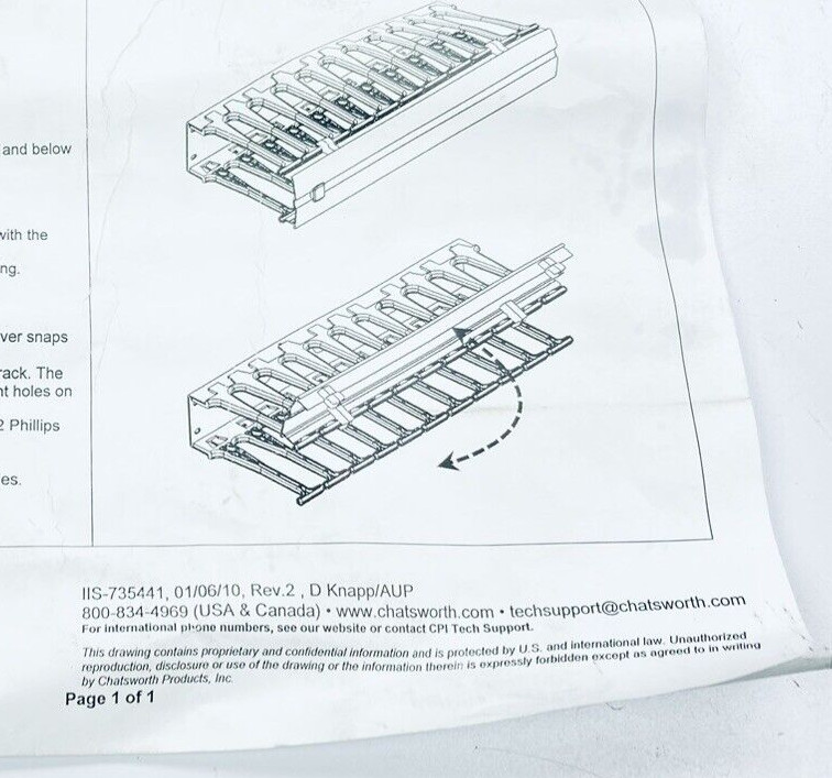 UNSED CHATSWORTH IIS-735441 PRODUCTS HORIZONTAL CABLE MANAGER