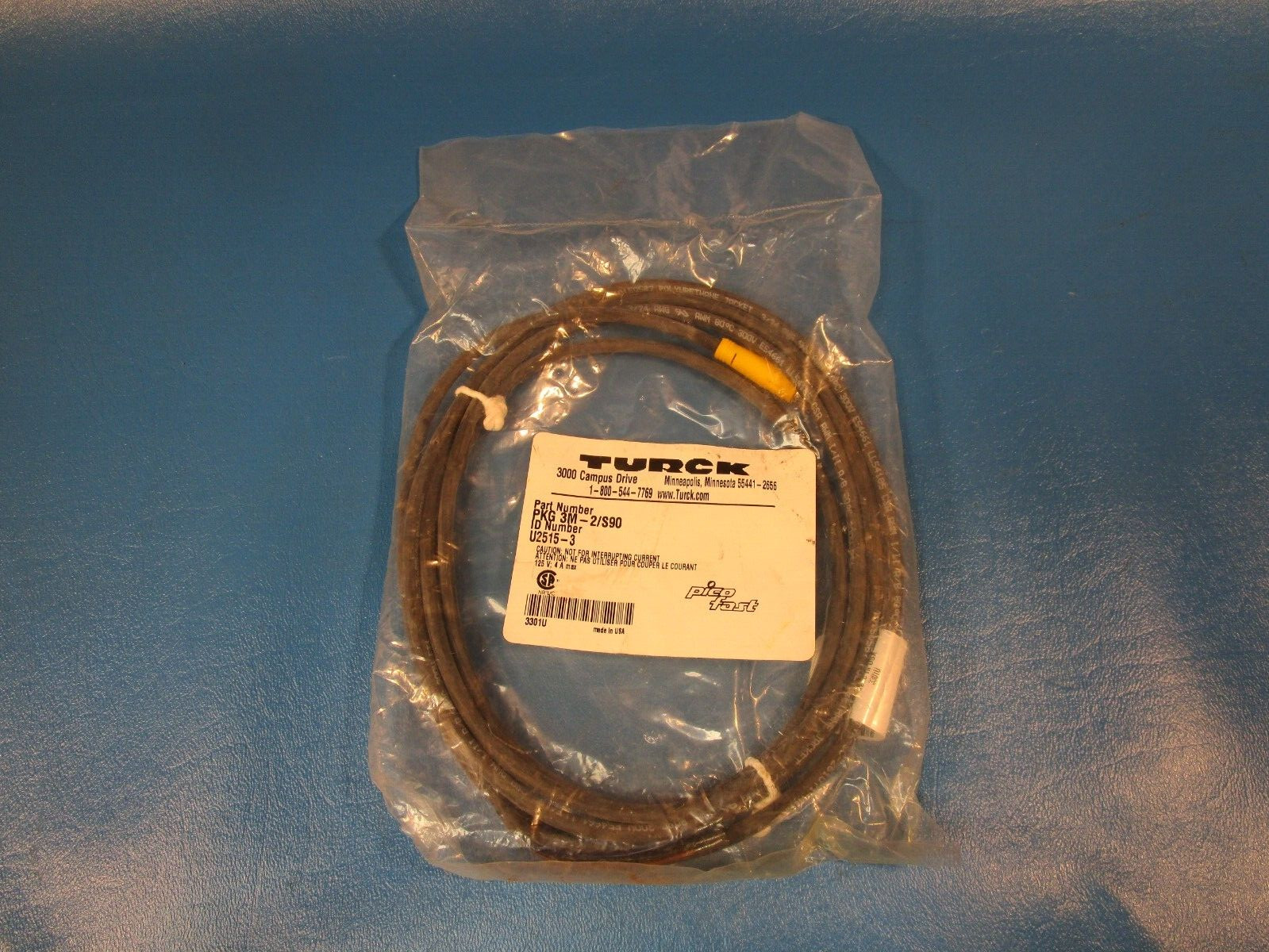 TURCK 3M-2/S90, U2515-3 Actuator and Sensor Cordset, Cable