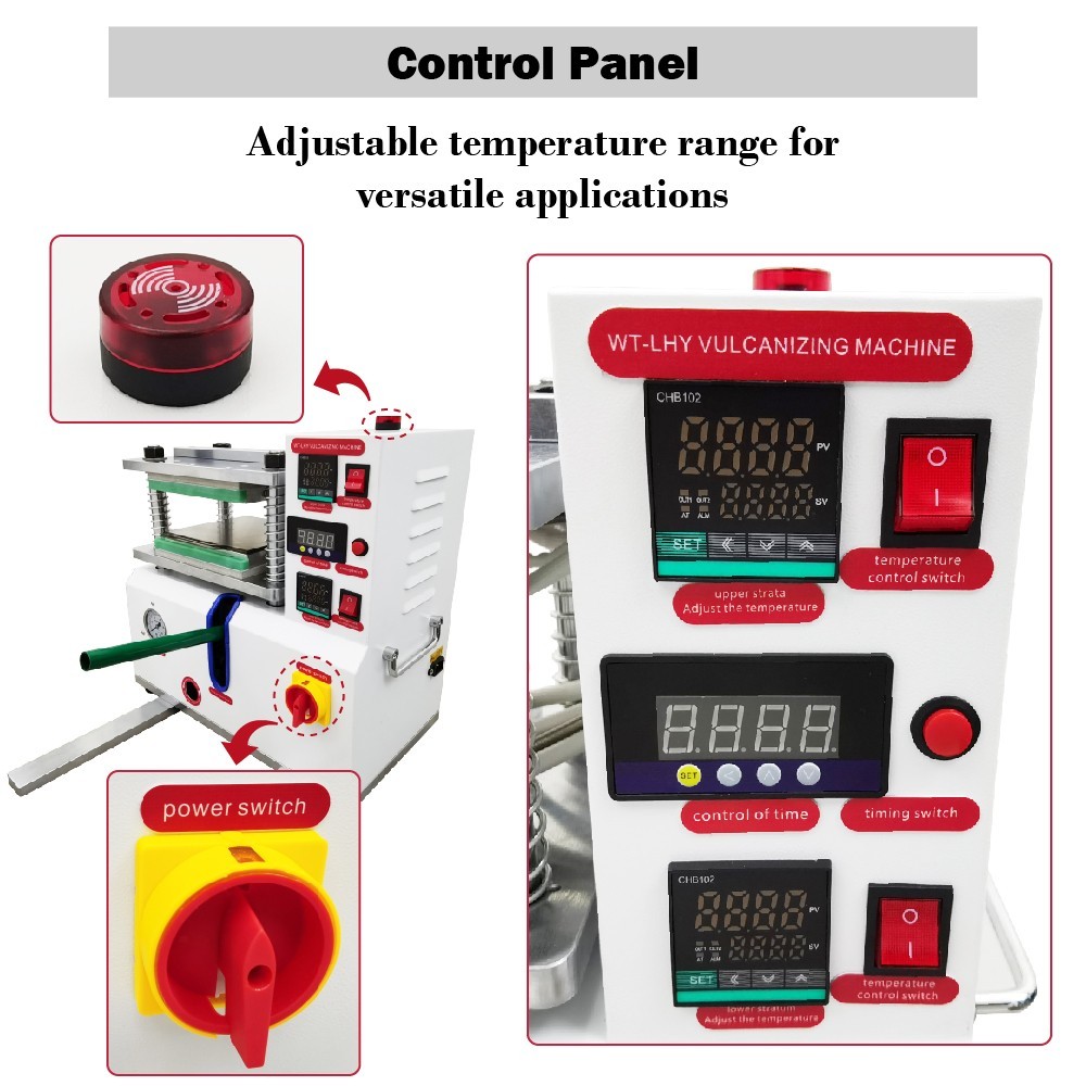 110V 1500W Vulcanizing Machine 50-350℃ Desktop Flat Plate for Rubber Plastic
