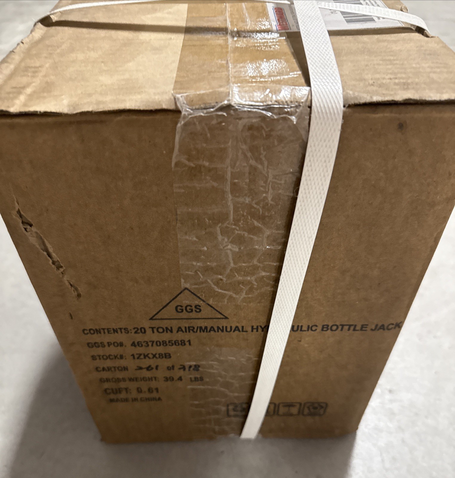 Westward 1ZKX8 Bottle Jack, 20 Ton Manual Hydraulic, 9 3/4 – 18 3/4 In Lift