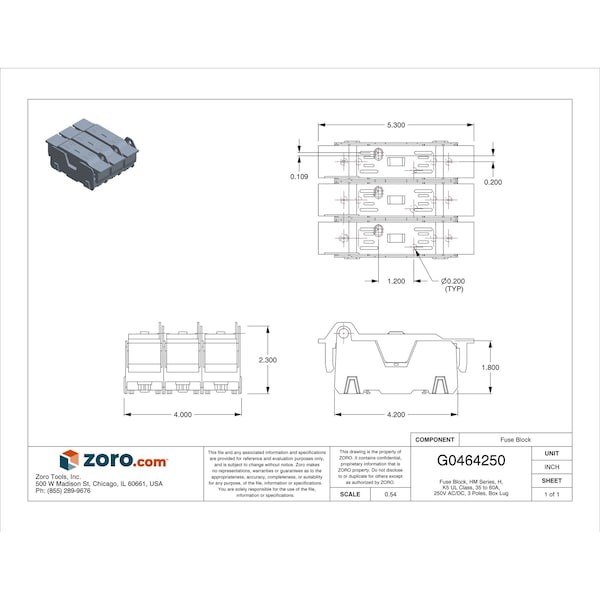 Eaton Bussmann Hm25060-3Cr Open Fuse Block, H; K5 Ul Class, 250V Ac/Dc Volt