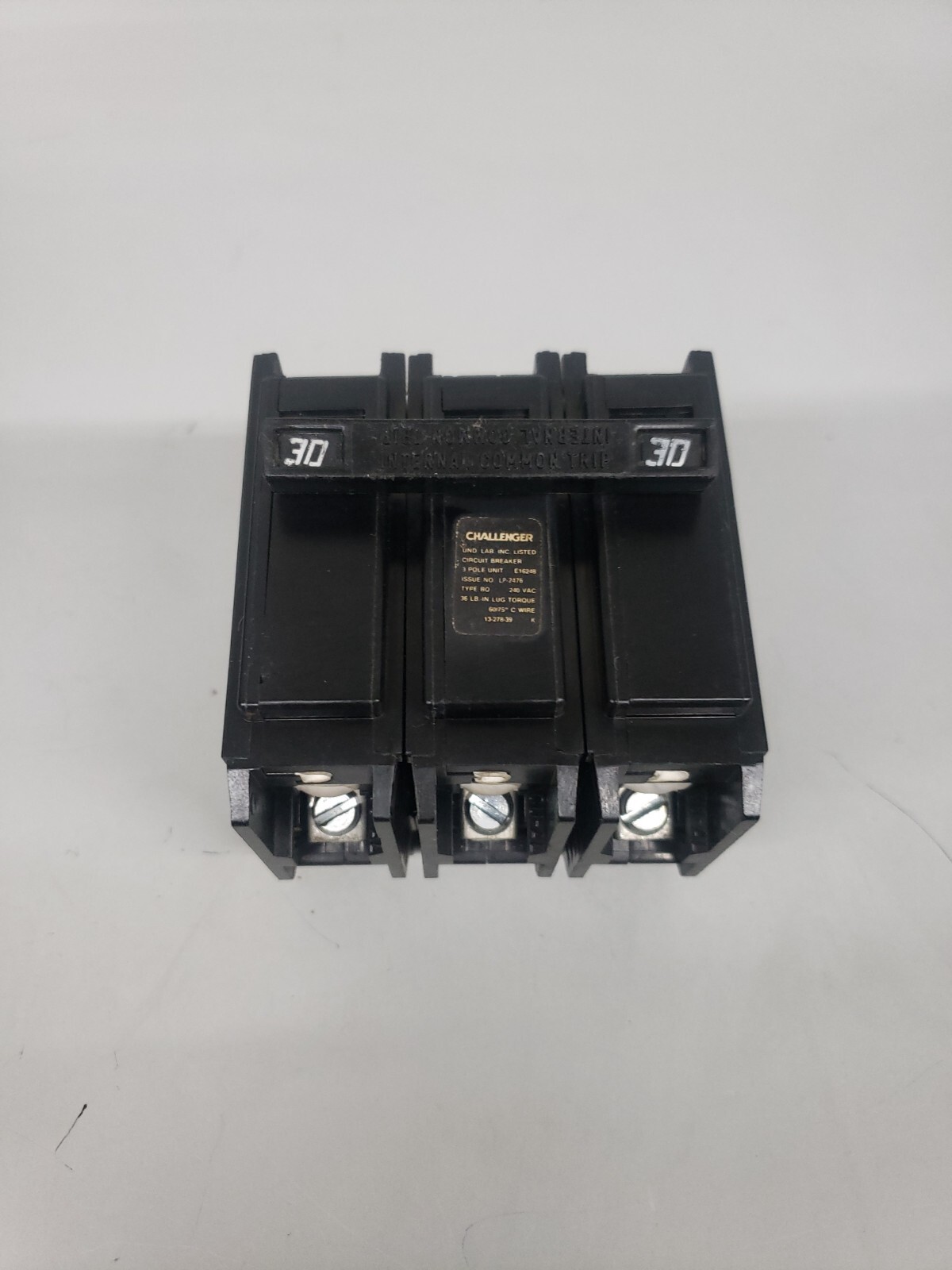 CHALLENGER BQ3B030 3 POLE 30 AMP NSNB CIRCUIT BREAKER WHITE#
