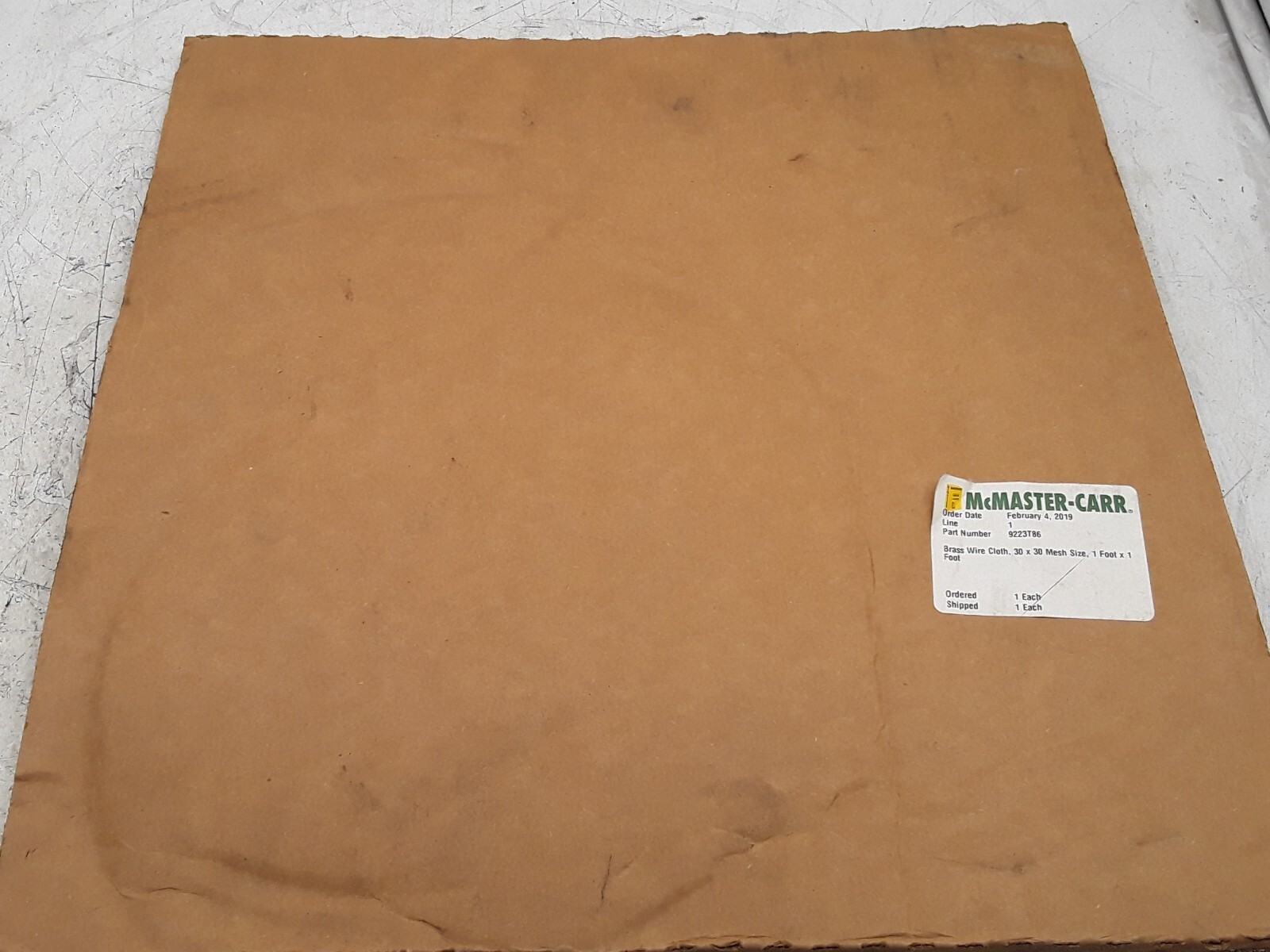 McMaster-Carr 9223T86 Brass Wire Cloth