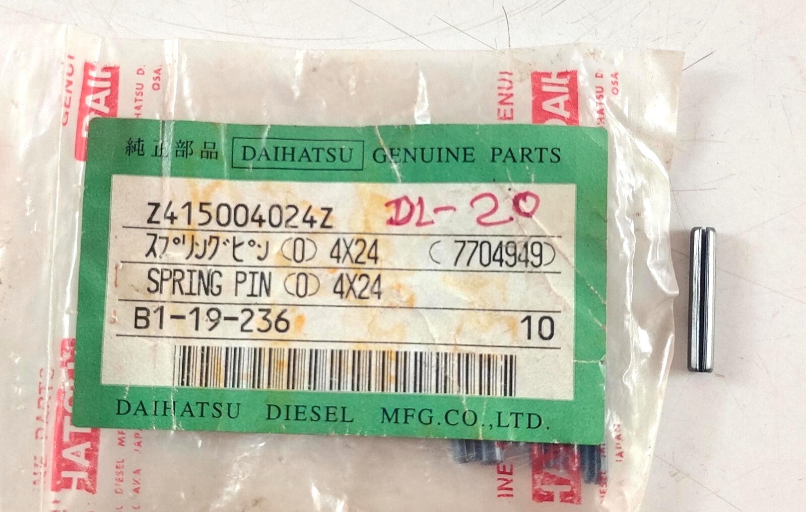 Spring Pin Z415004024Z For Daihatsu DL20 Genuine Parts (Pack of 9 Pcs)