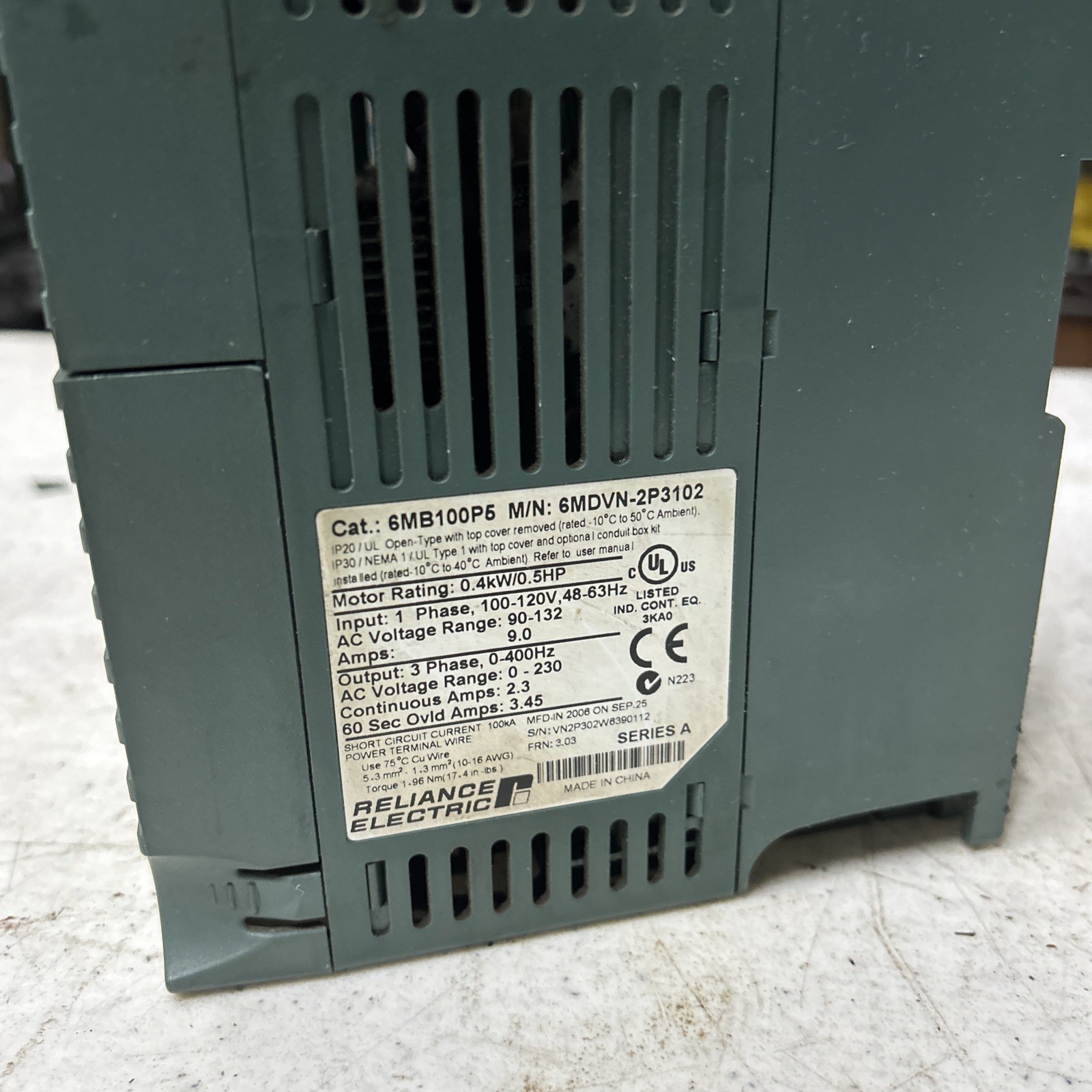 Reliance Electric 6MDBN-2P3101 3Ph AC Drive