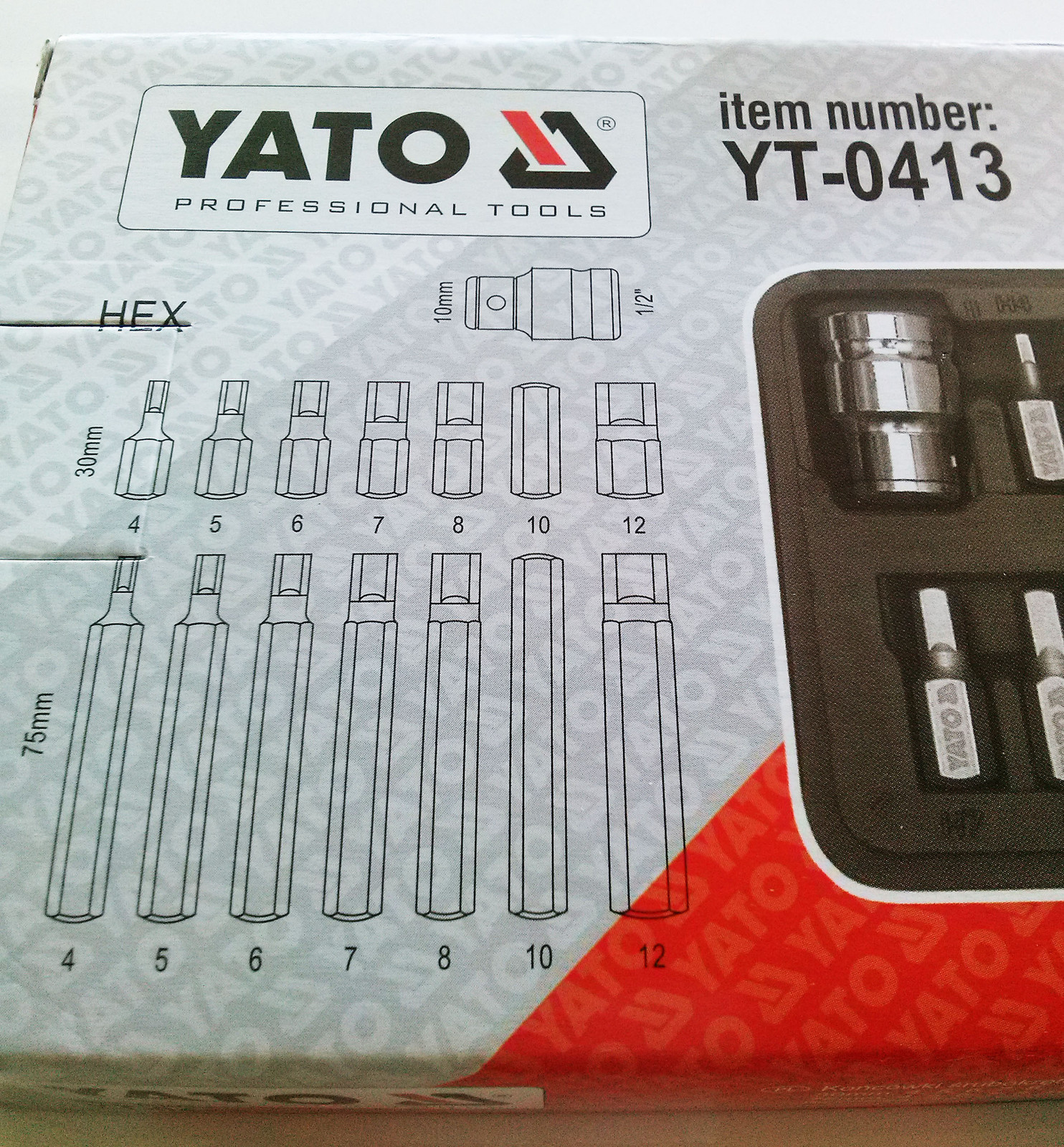 Yato YT-0413 Professional Screwdriver Tip Set Hexagonal 15pcs Metal Case