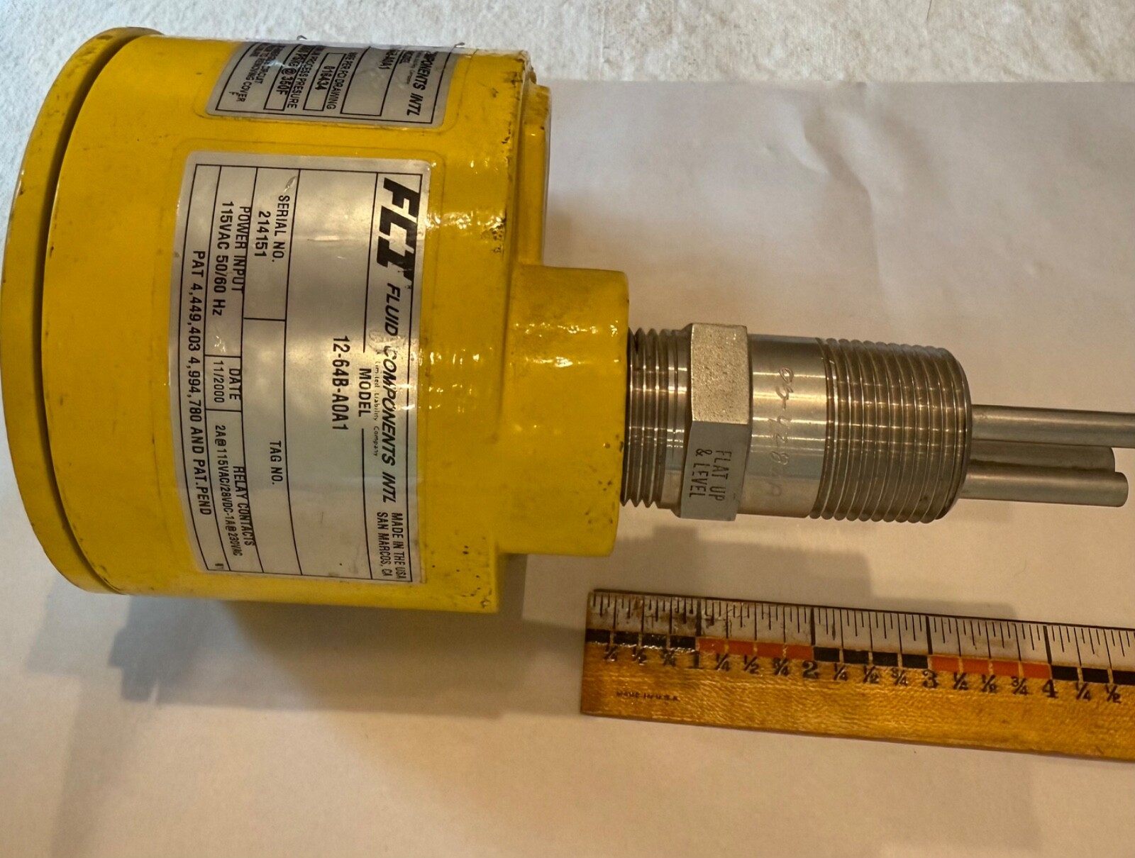 FLUID COMPONENTS INTL FCI 12-64B-A0A1 Explosion Proof Flow Switch 115V