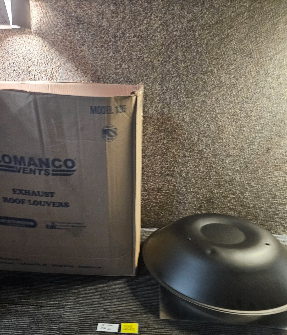 (QTY 2) LOMANCO 135 Dome Roof Vent, 20in L x 23in W x 7-3/4in H, Black Aluminum