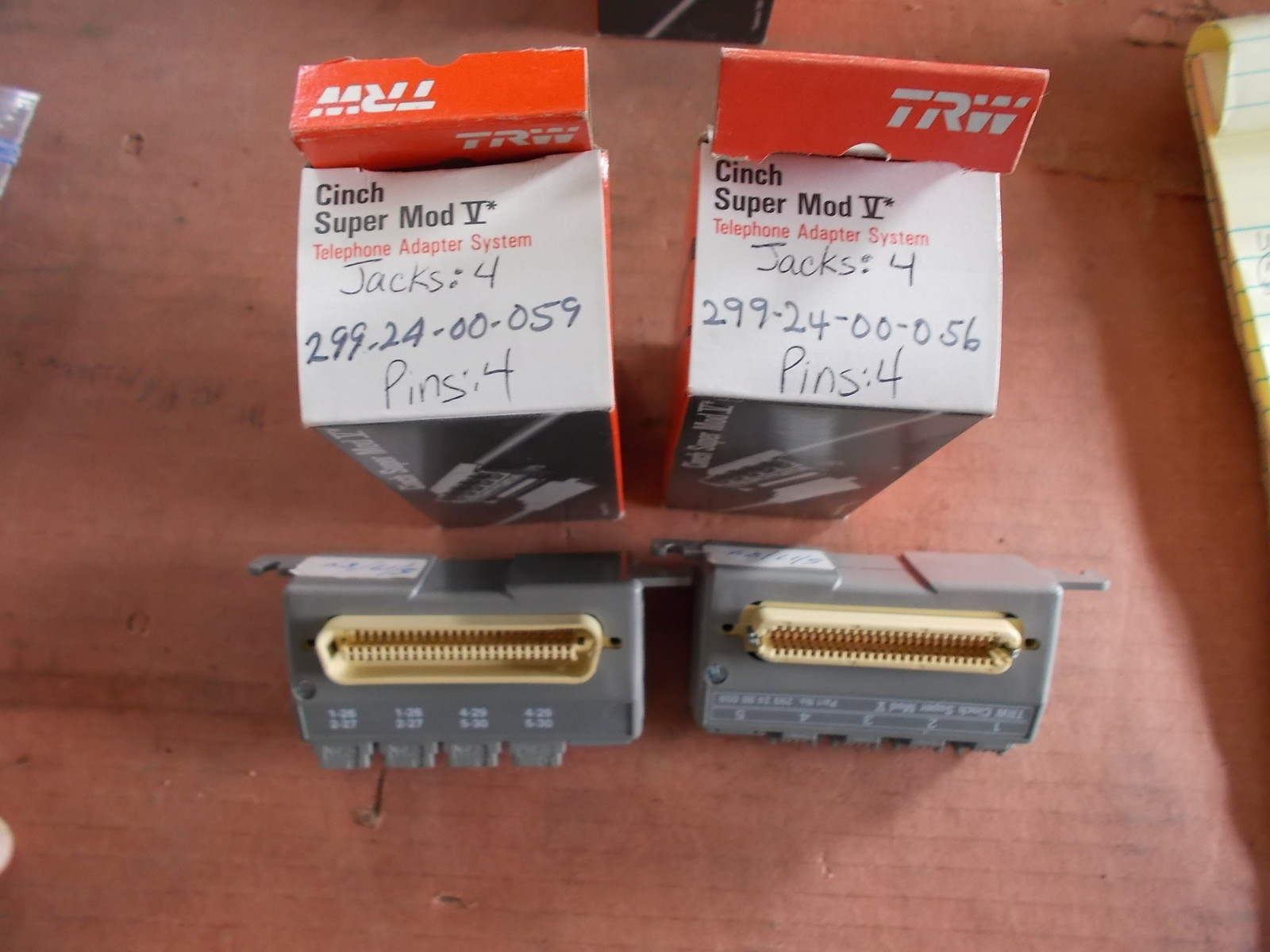 TRW Cinch Super Mod V Telephone Adapter 4-Pins 4-Jacks, Lot of 2 *FREE SHIPPING*