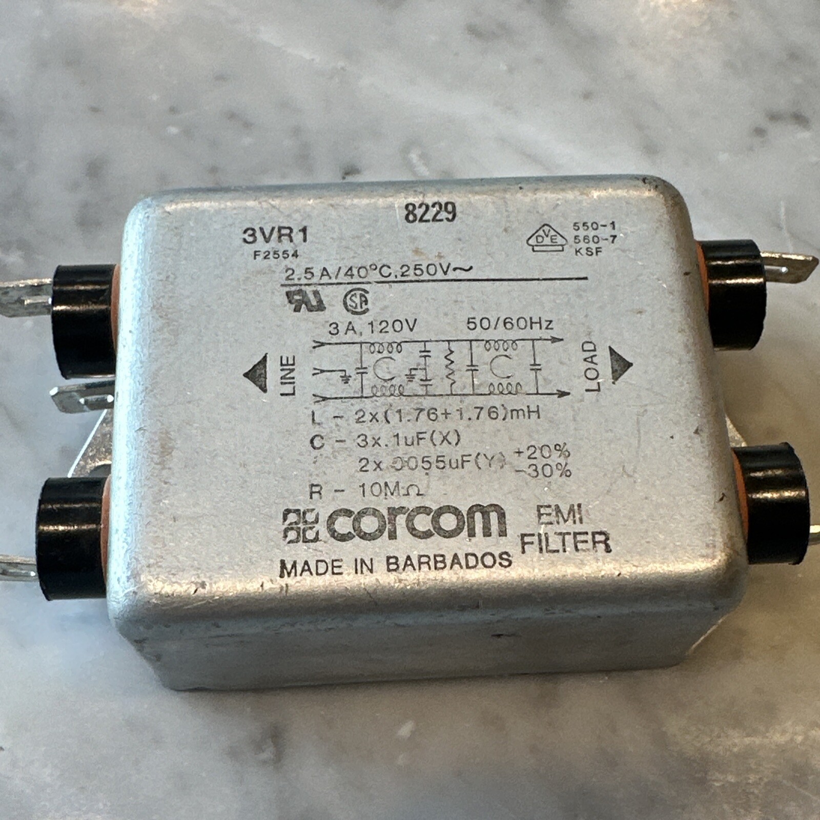 CORCOM F2554 3A 120V 50/60HZ 8229 EMI