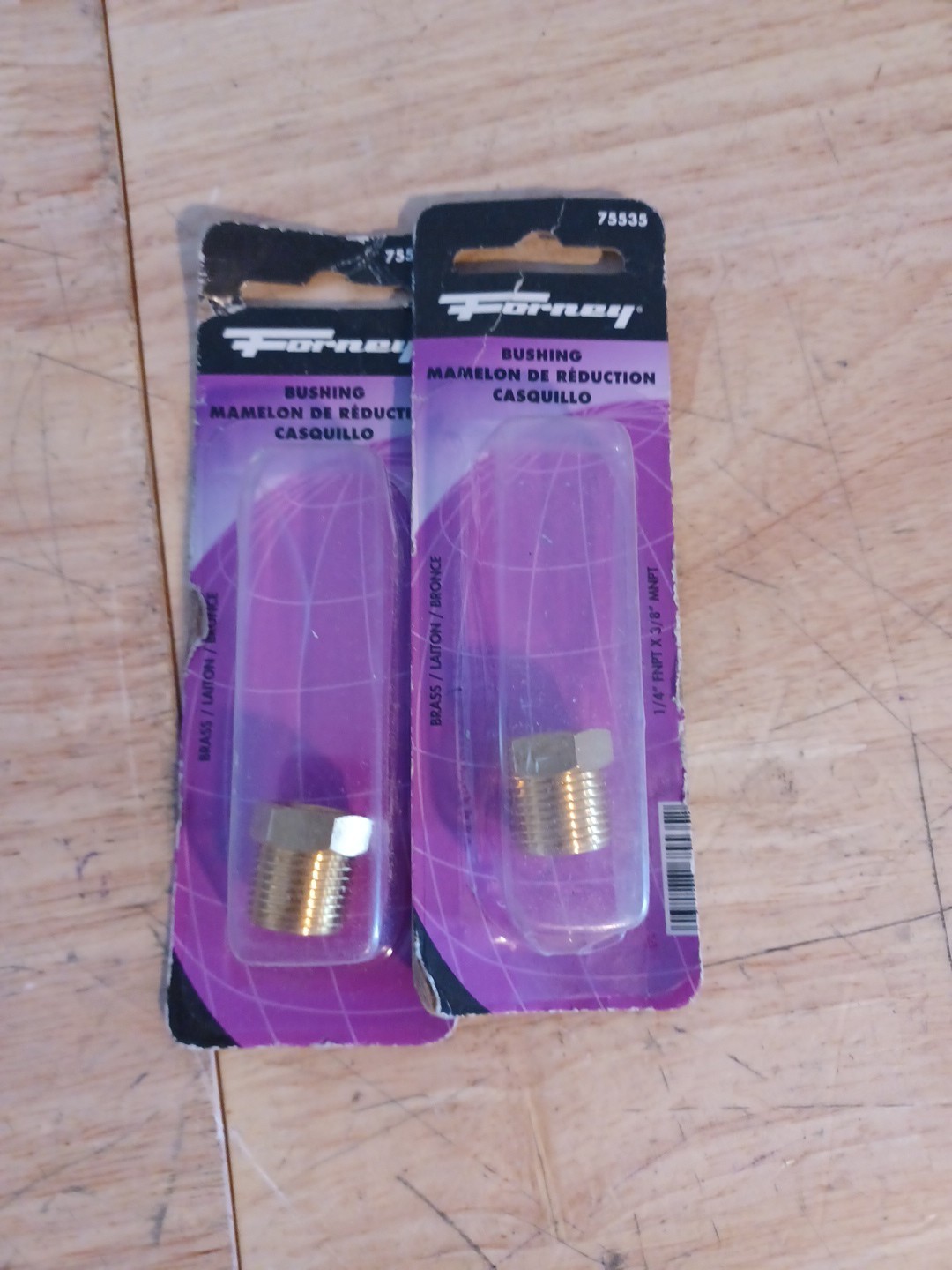 Forney 75535 Brass Reducing Bushing 1/4″ FNPT to 3/8″ MNPT Lot Of 2