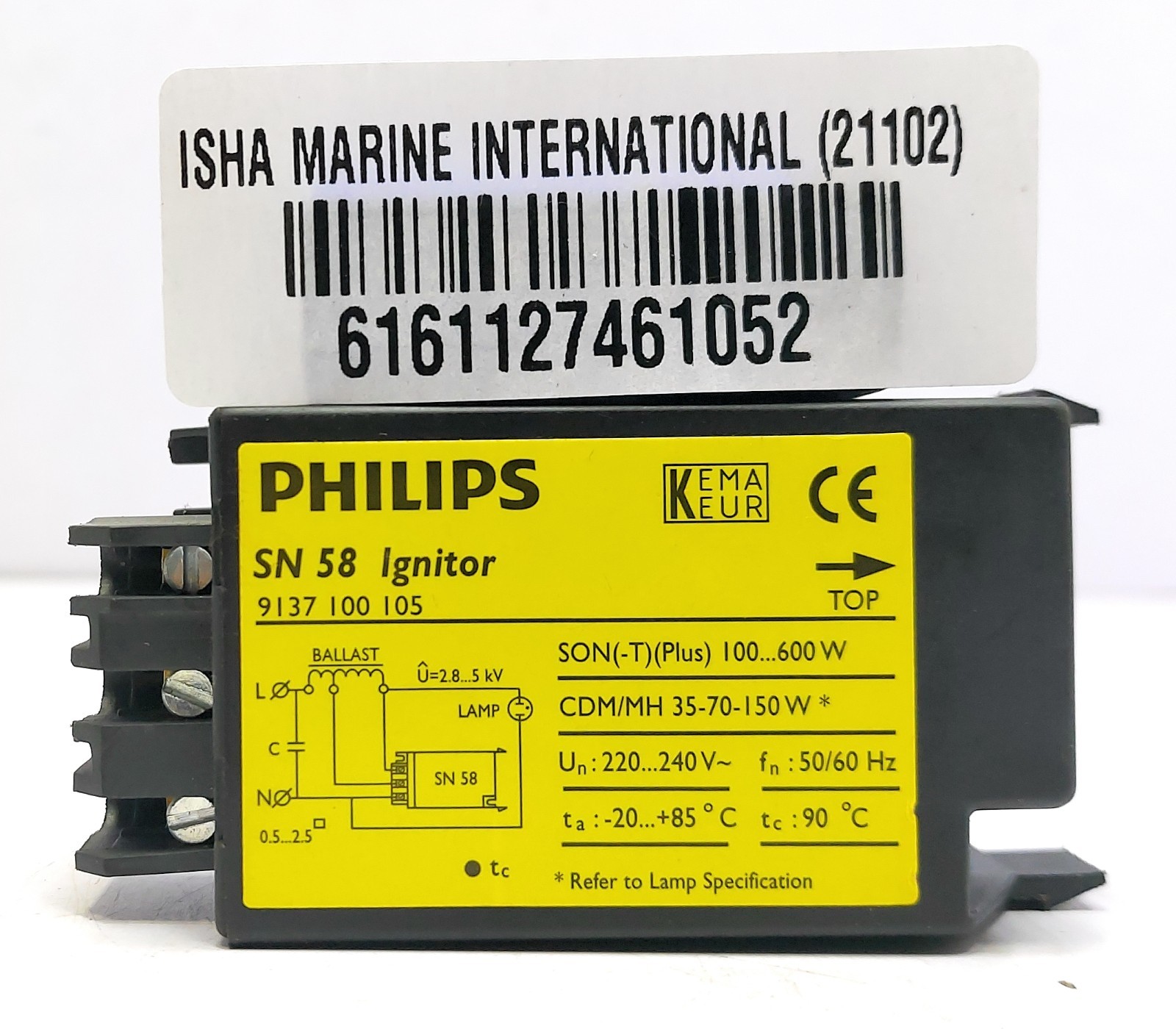 PHILIPS SN 58 Ignitor Starter for HID Lamps 220-240V 50/60Hz 9137 100 105