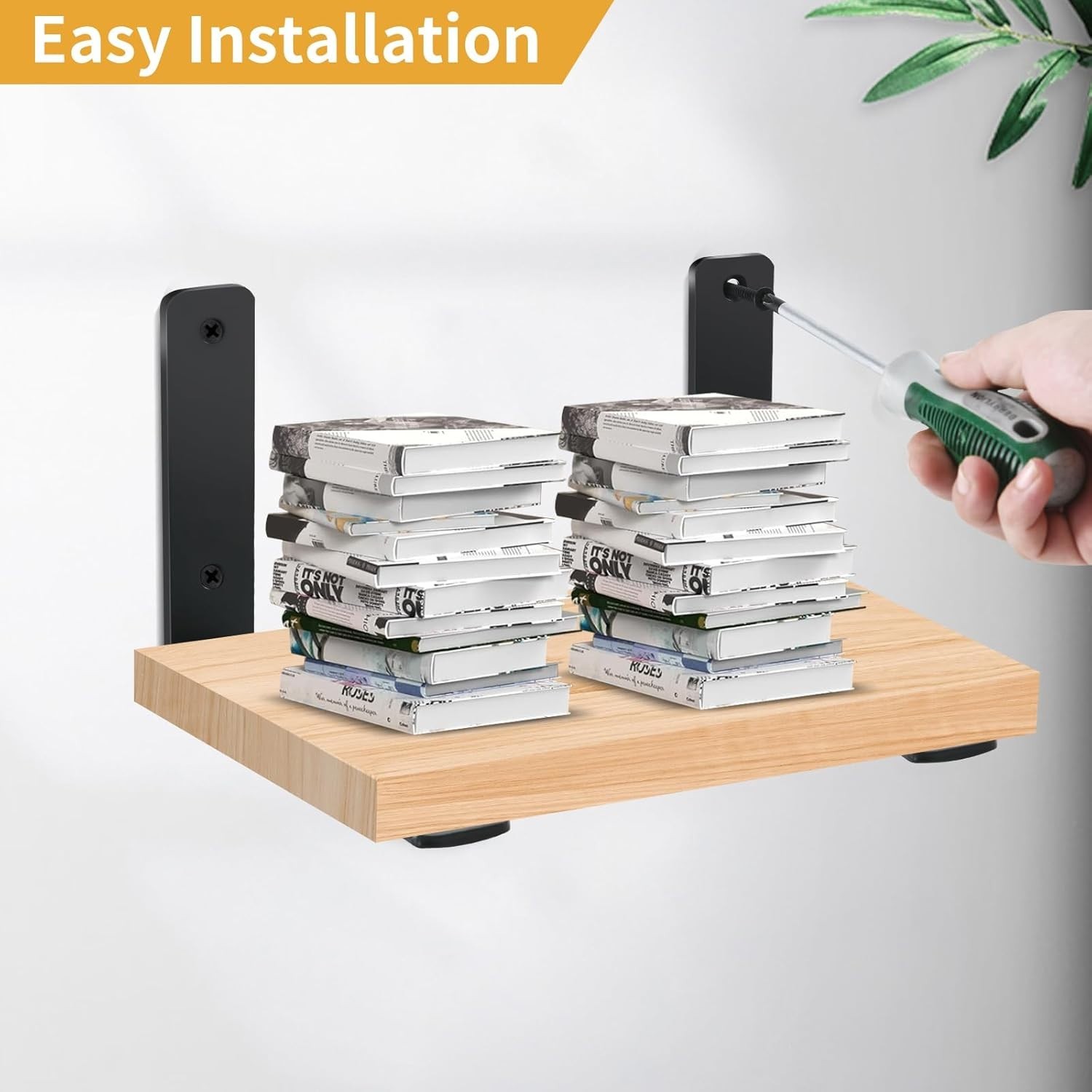 8 Pack – L 10″ X H 6″ X W1.5, 5Mm Thick Black L Shelf Bracket, Iron Shelf Bracke