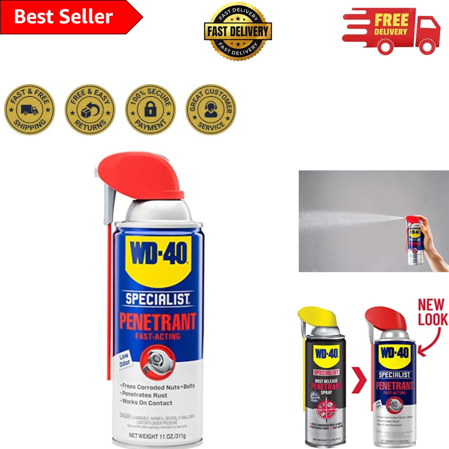 Industrial Strength 11 Oz. WD-40 Penetrant Spray – Smart Straw for Precision Use