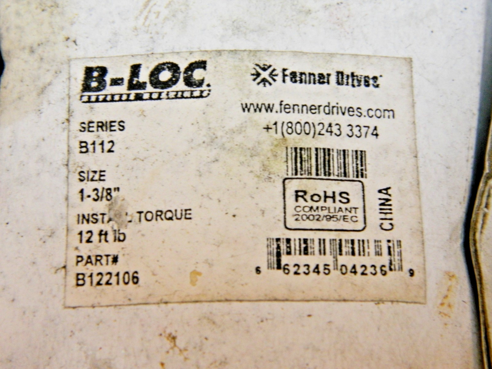 FENNER B-LOC B122106 1-3/8″ I.D. X 2.360″ O.D. KEYLESS BUSHING