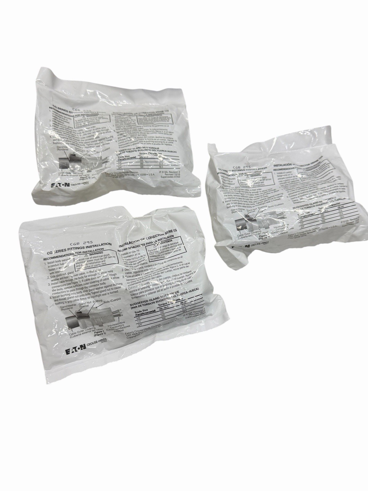 Crouse-Hinds CGB295, Cable Gland, 3/4 Male Cord/Cab Ftg Neo Bush, Lot of 3, NEW