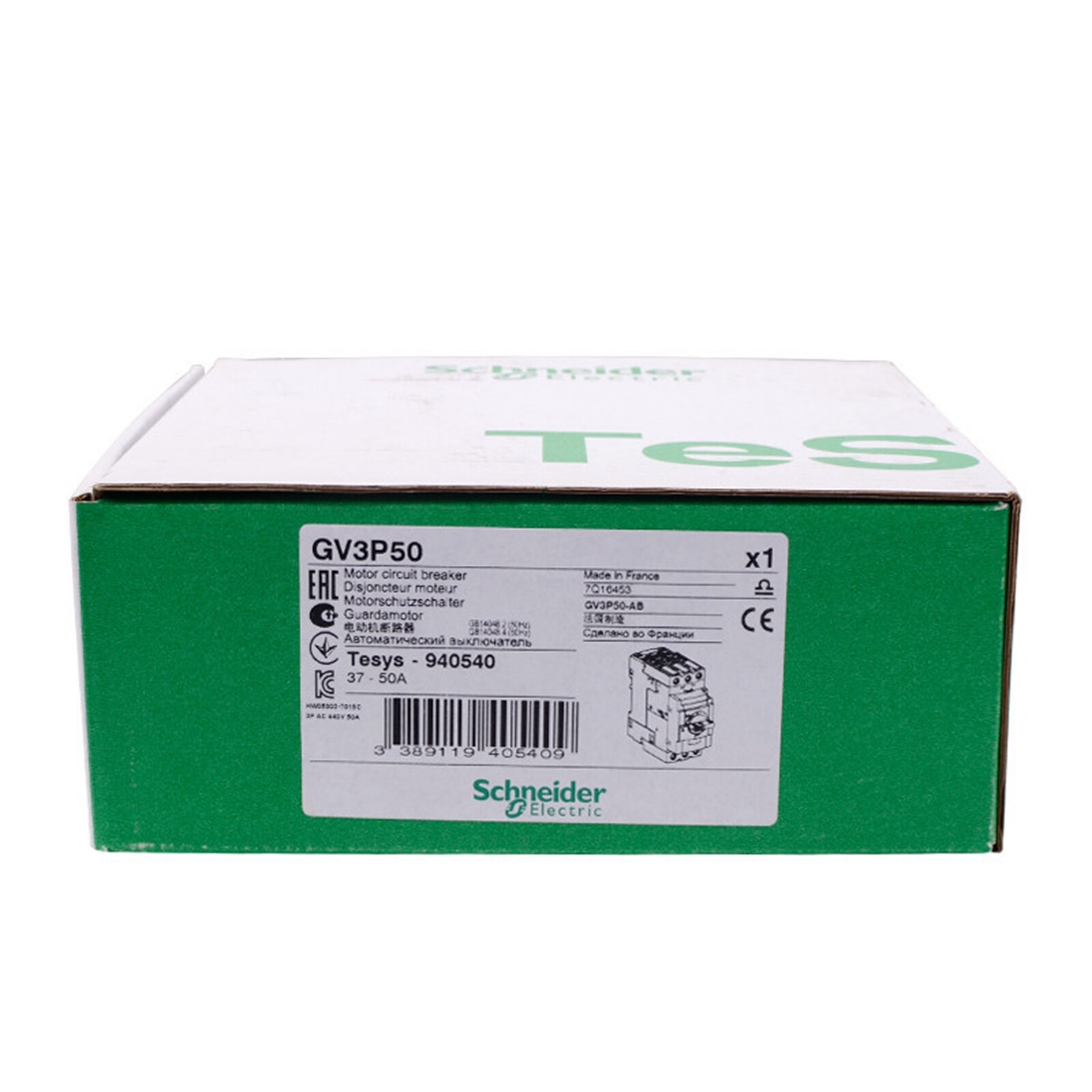 NEW Schneider Electric GV3P50 TeSys GV3 Circuit Breaker Thermalmagnetic 37-50A
