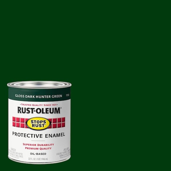 Rust-Oleum 7733502 Interior/Exterior Paint, Gloss, Oil Base, Dark Hunter Green,