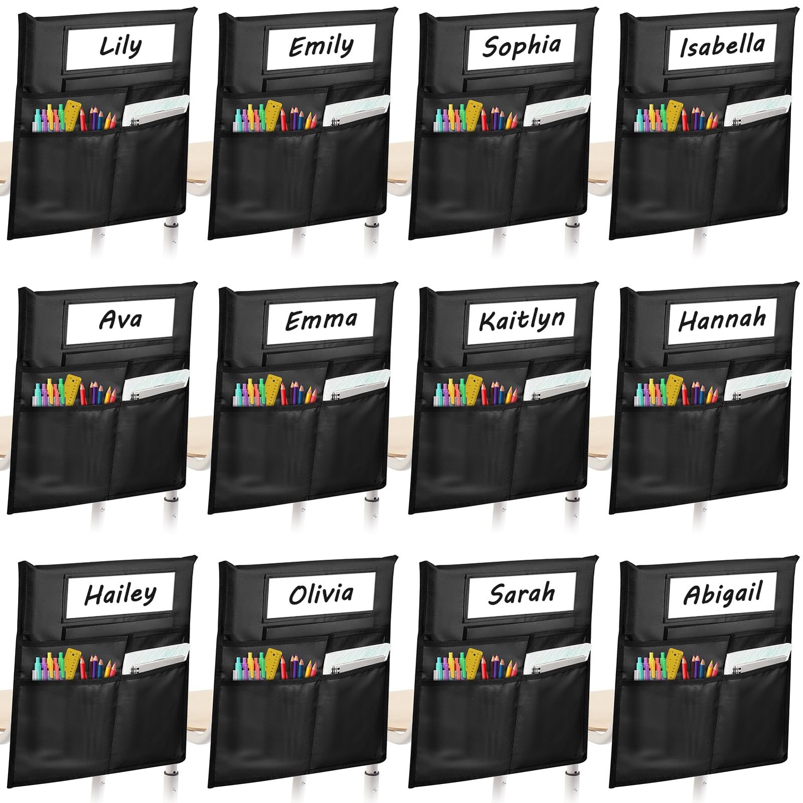 Chair Pockets for Classrooms, 16″ X 19″ Seat Classroom Black