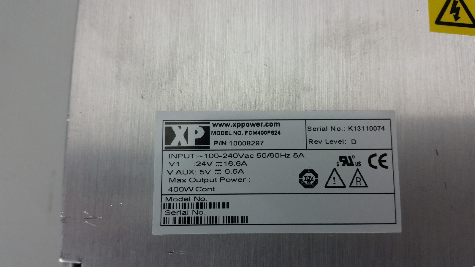 XP Power FCM400PS24 Supply, Input 100-240vac, Output 24/5 vdc