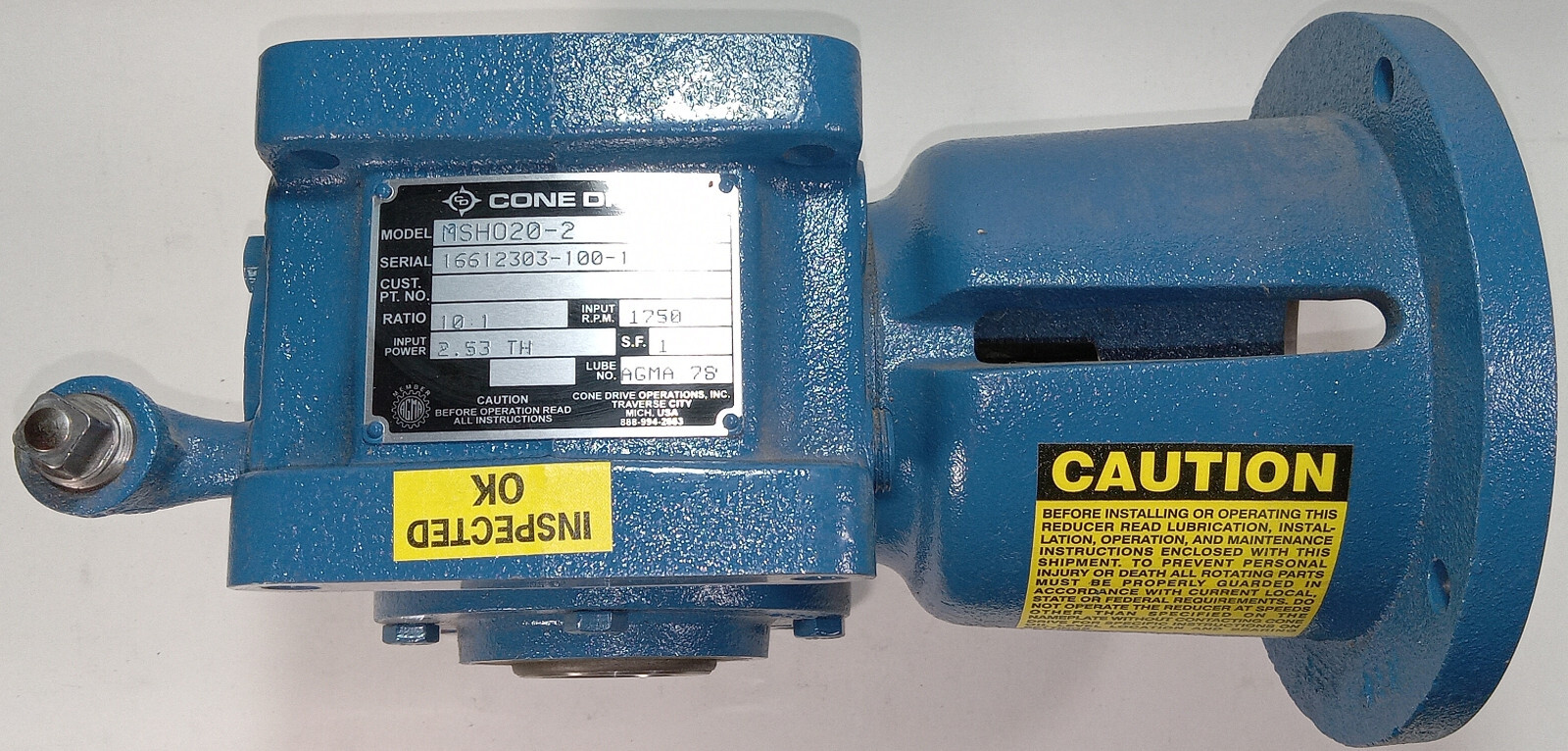 1 NEW CONE DRIVE MSHO20-2 RATIO 10:1 TEXTRON SPEED REDUCER NNB ***MAKE OFFER***