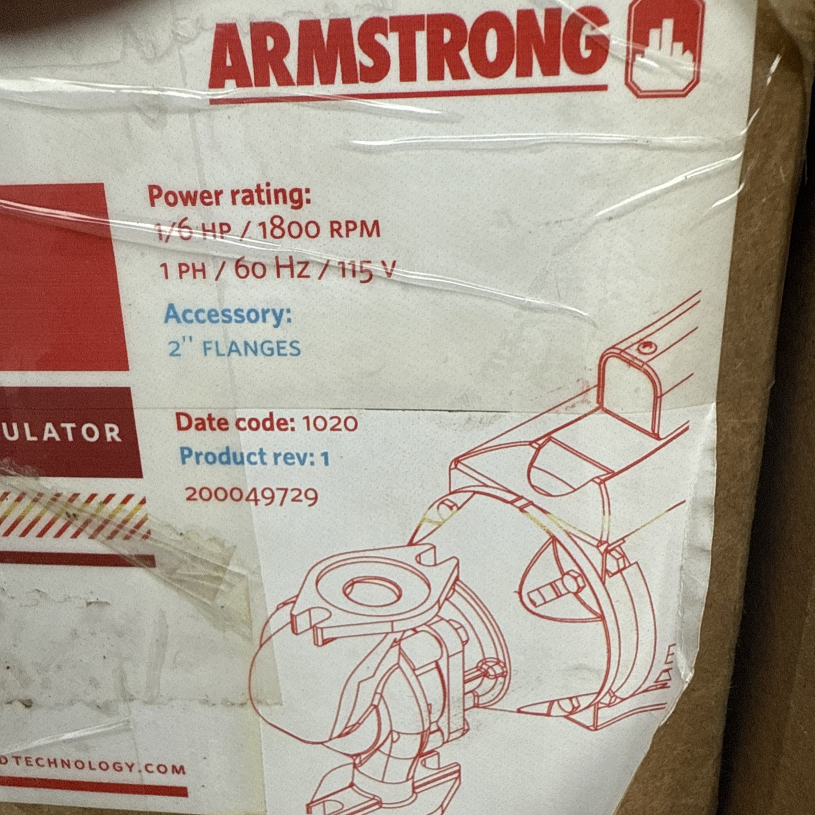 Armstrong 174033MF-013 S-35 BF Cast Iron In-Line Pump 1/6 hp