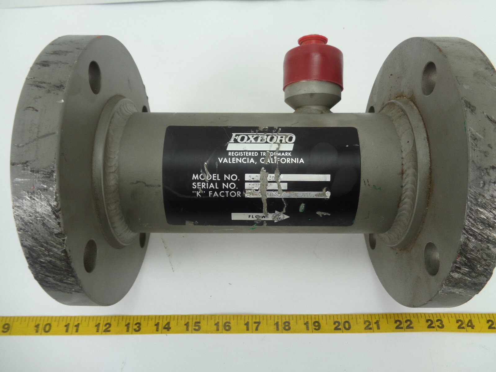 NOS Foxboro Vortex “K” Factor Flow Meter 3 inch inside diameter x 7-1/2″ OD