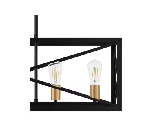 H D Harwood 60-Watt 5 Lt Matte Black and Old Satin Brass Pendant w/ Cage Shade