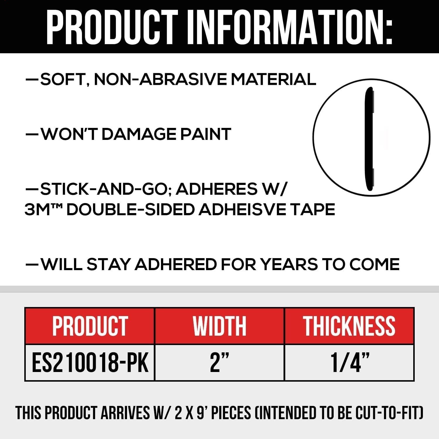 Automotive Trim Molding (2″ Wide) Universal Car Body Side Molding Trim – 18’Roll