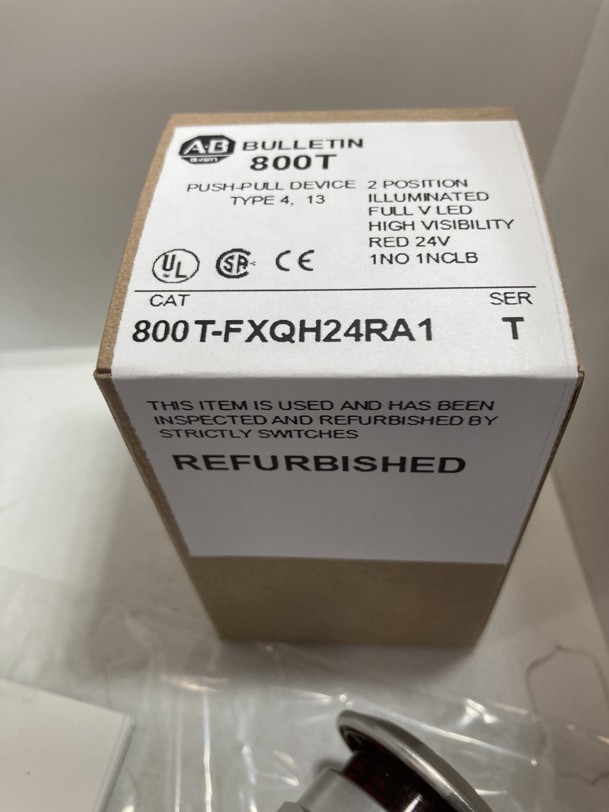 ALLEN BRADLEY 800T-FXQH24RA1 PUSH PULL 2 POS ILL LED RED 24V 1NO/1NCLB SERIES T