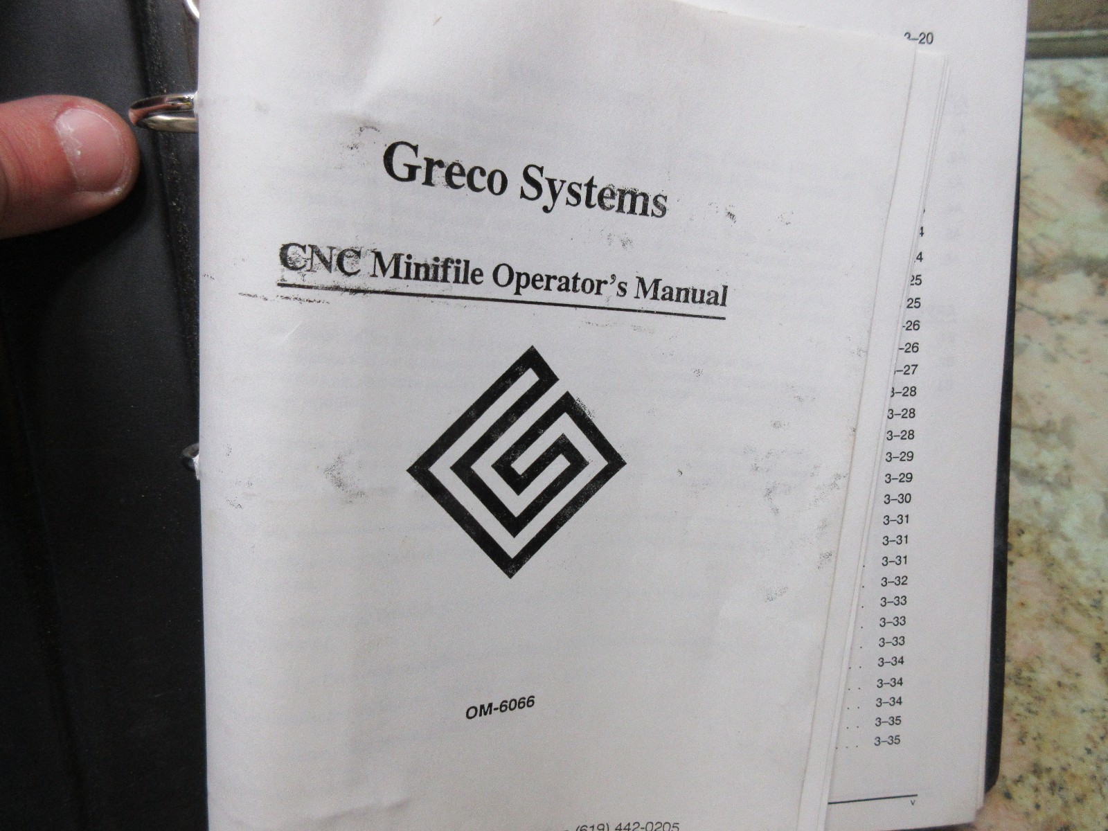 GRECO SYSTEMS OPERATORS MANUAL OM-6066 CNC MINIFILE BOOK MANUAL