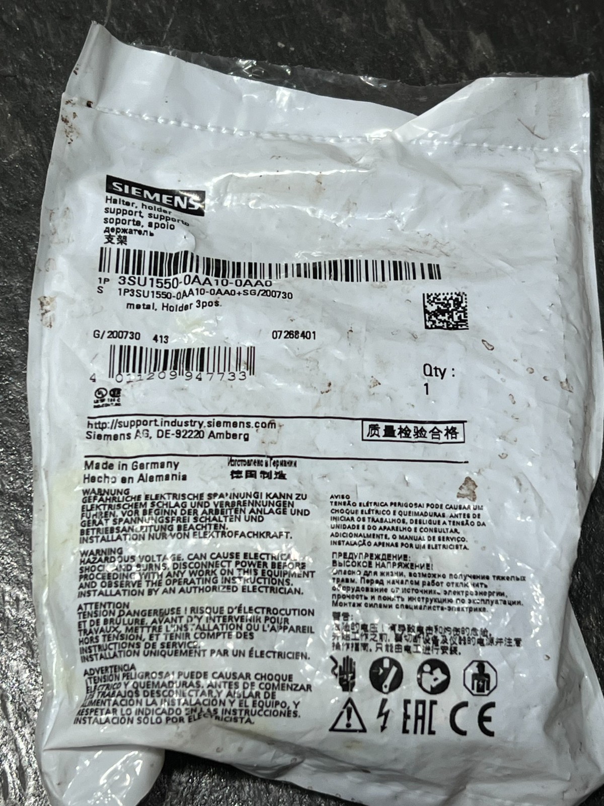 siemens 3su1550-0aa10-0aa0 nos poor packaging