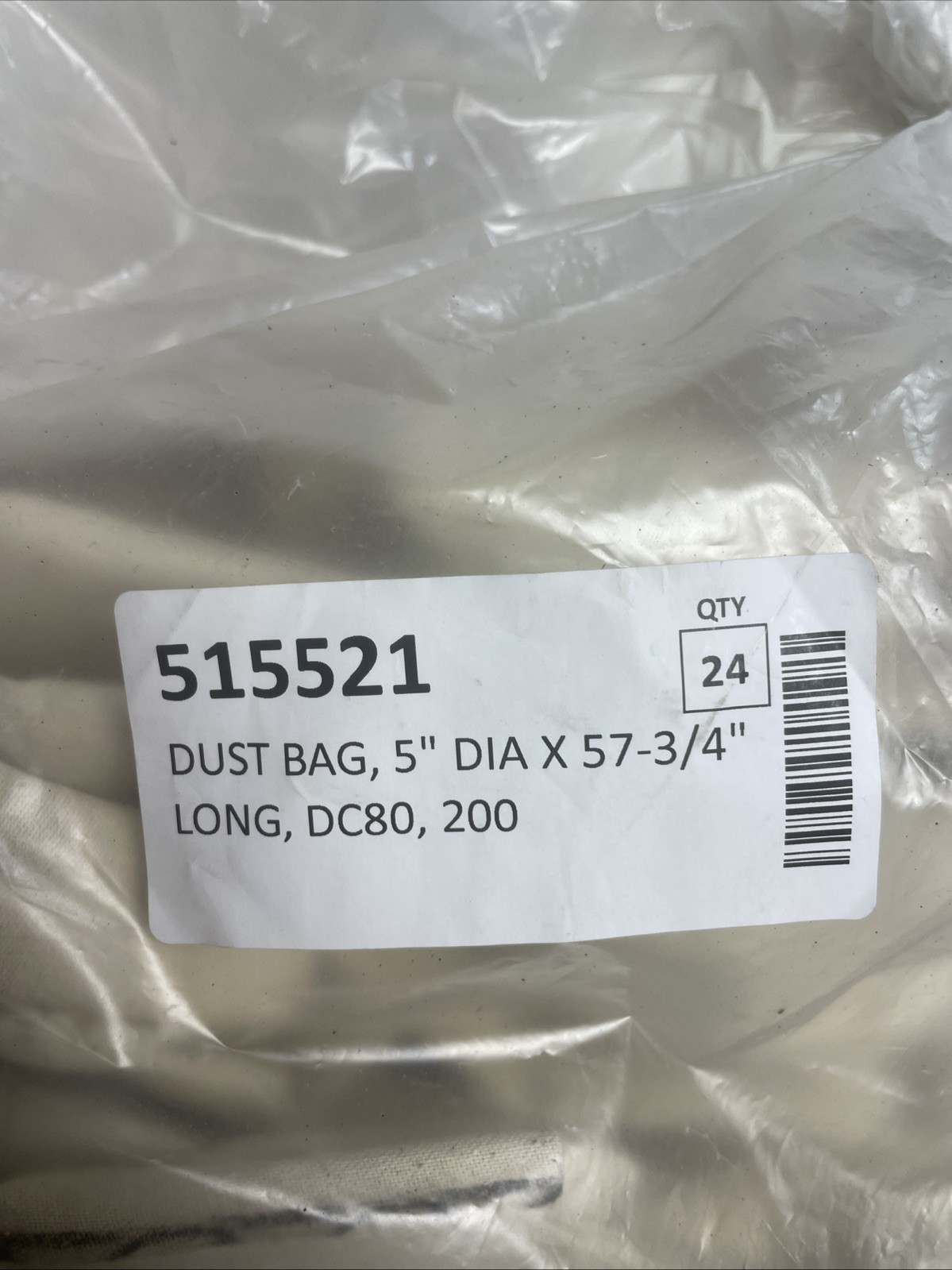 empire 515521 dust bag 5” dia x 57-3/4” long, DC80, 200. lot of 24