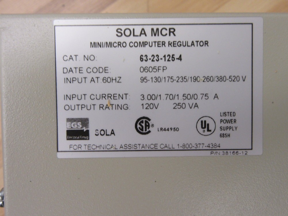 Sola Electric 63-23-125-4 Transformer 63231254