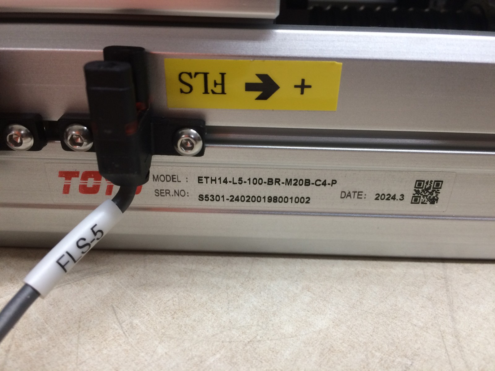 Toyo ETH14-L5-100-BR-M20B-C4-P 100mm Linear Actulator With Mitsubishi MR-JE-20C