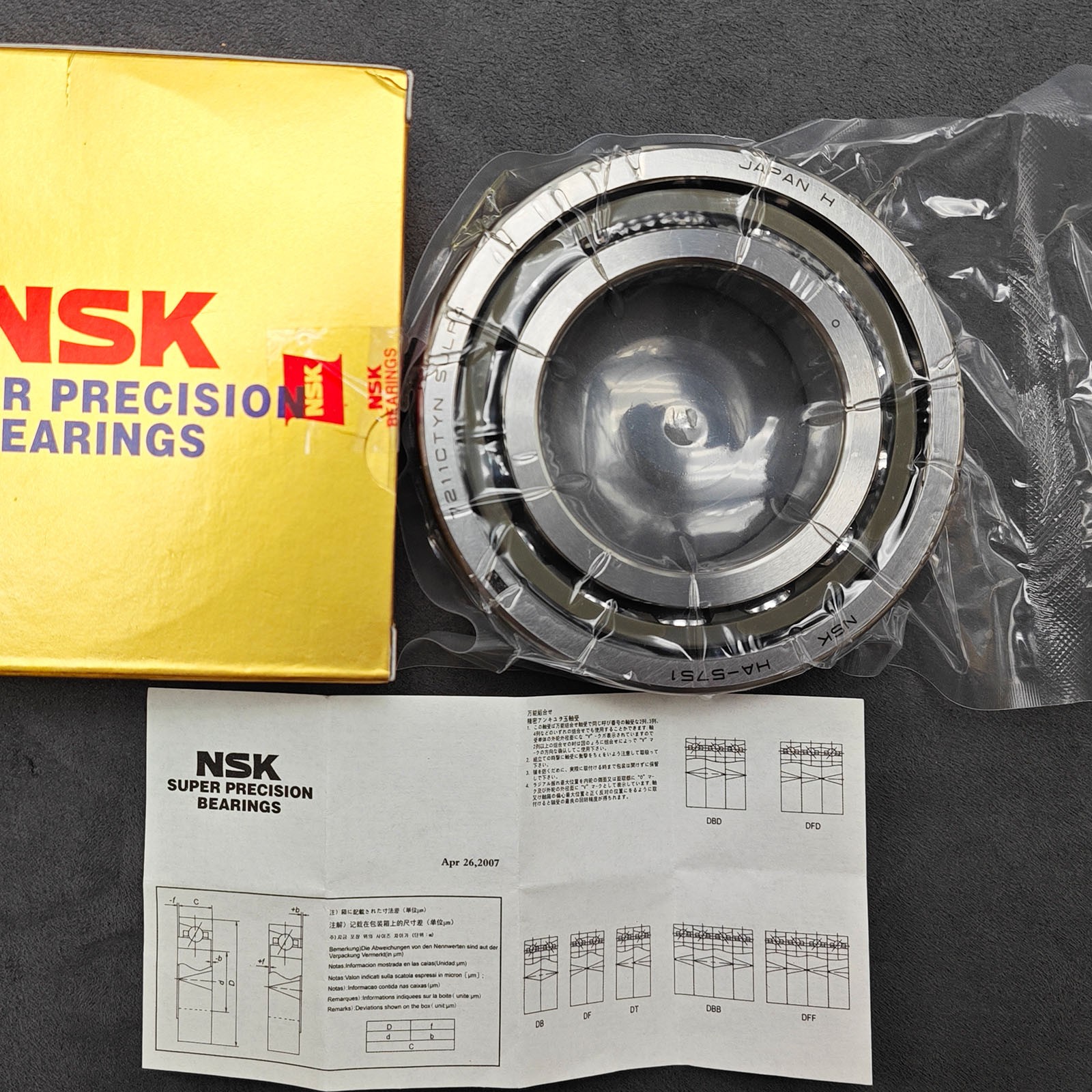 New Abec-7 Super Precision Spindle Bearings 7211CTYNSULP4 for NSK (Set of Two)